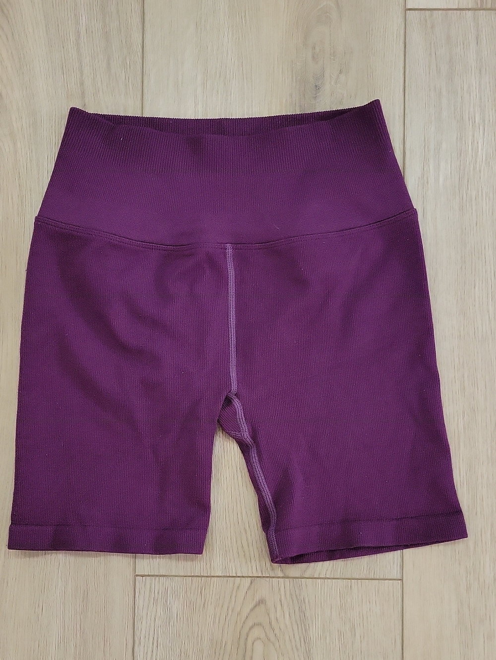 Spiritual Gangster Ribbed High-Waist Purple Bike Shorts
